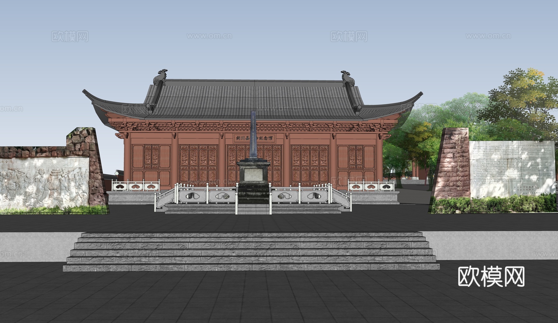 中式寺庙 公园景观 广场景观 古建群su模型