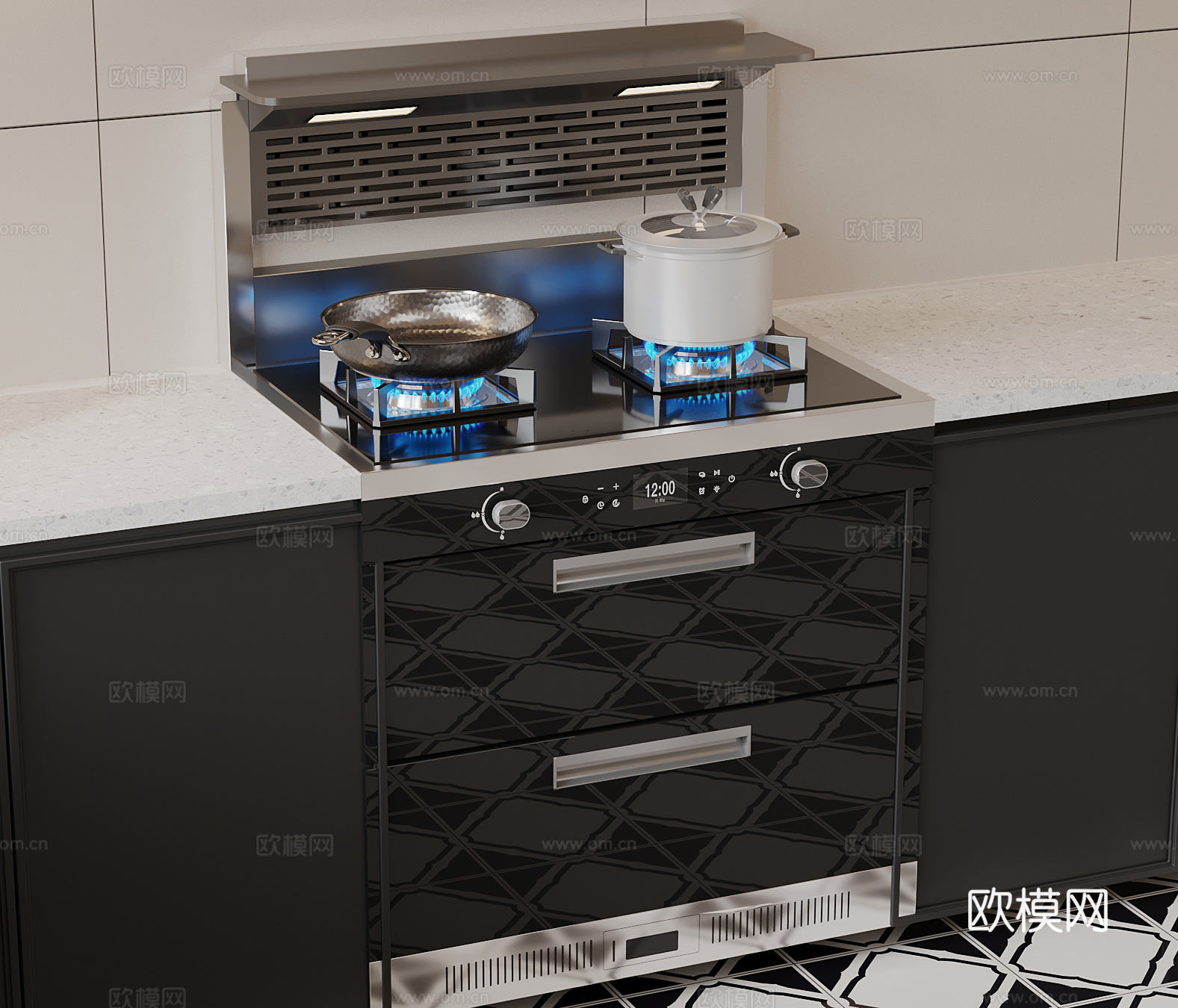 其他电器 现代集成灶 灶台3d模型