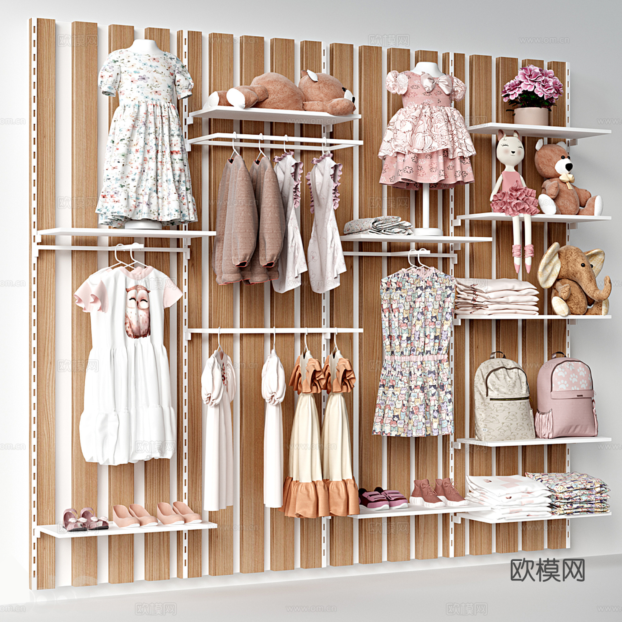 现代儿童衣服 儿童衣柜su模型
