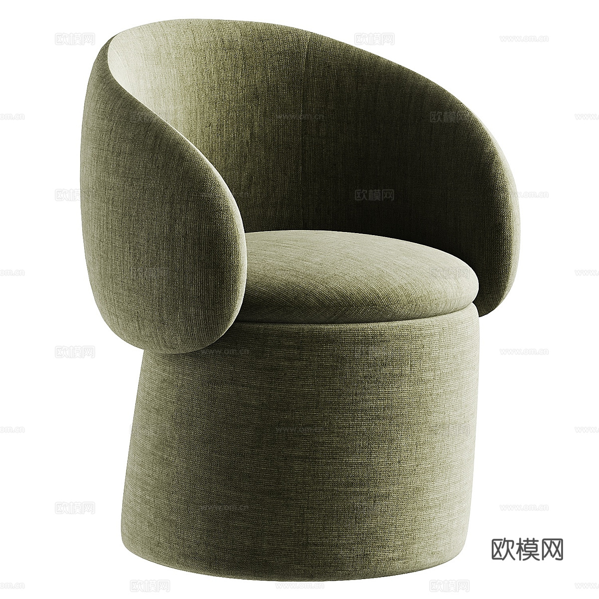 现代意式奶油风布艺餐椅3d模型