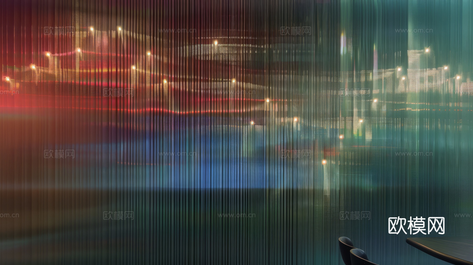 夹丝艺术玻璃幕墙隔断下载（渲染图4）