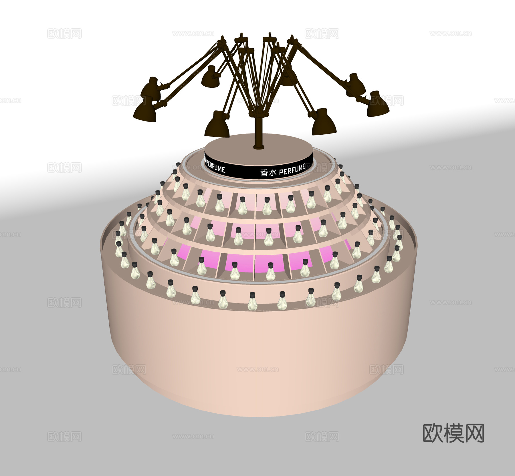 现代化妆品中岛展台su模型