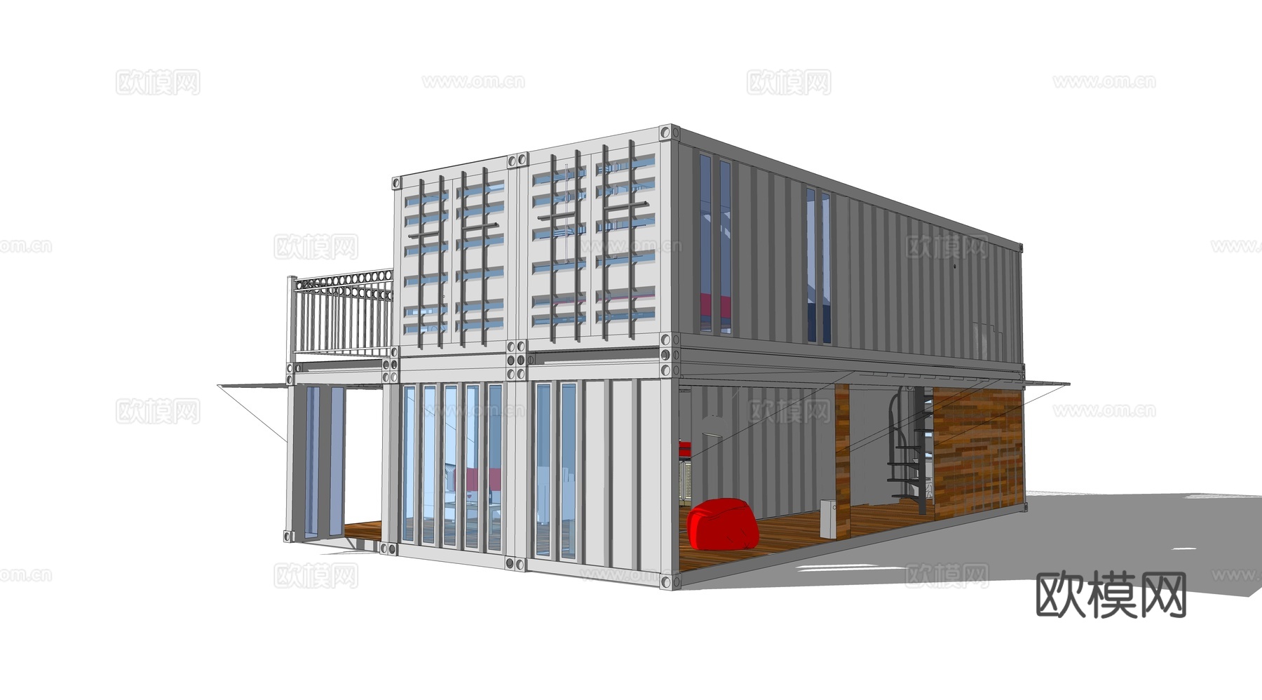 集装箱建筑 集装箱别墅 集装箱休息驿站su模型
