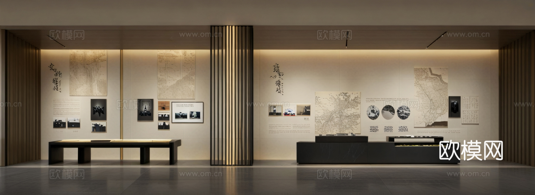 展厅 展示柜 博物馆展示柜3d模型