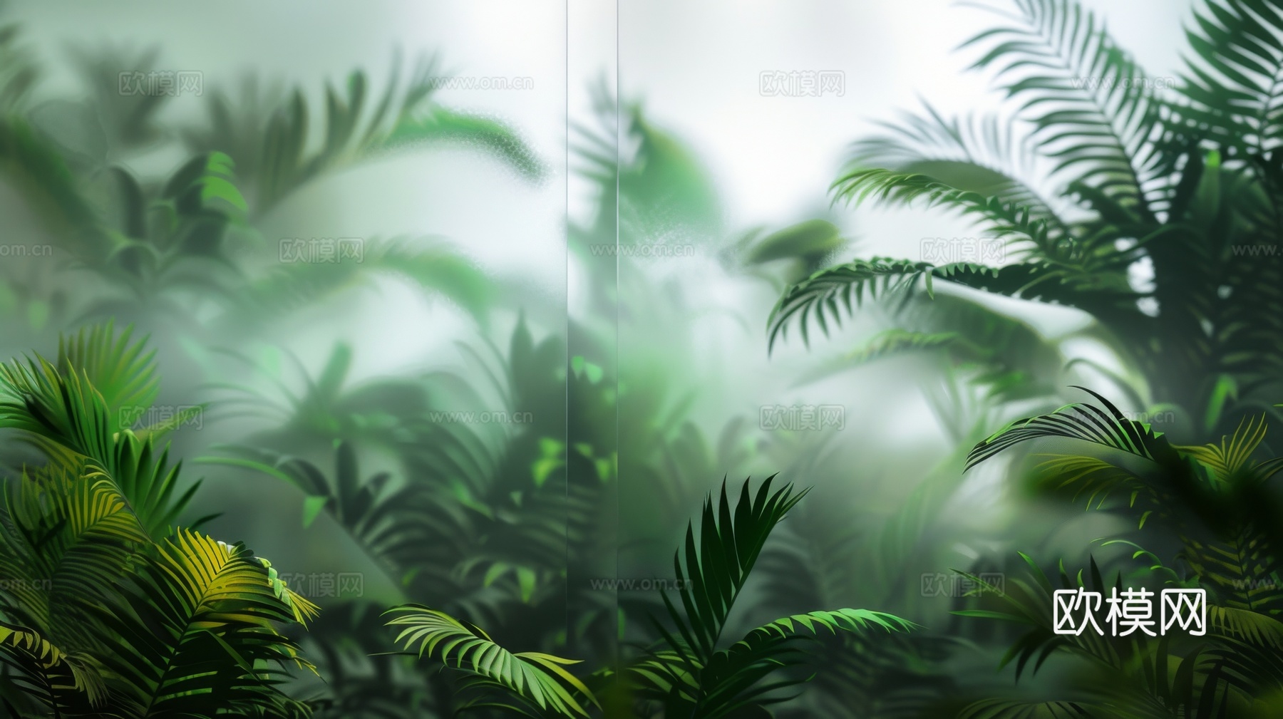 夹丝磨砂玻璃幕墙植物隔断