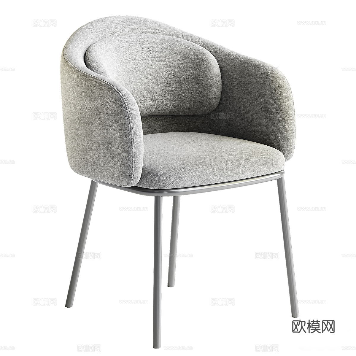 现代奶油风布艺餐椅3d模型