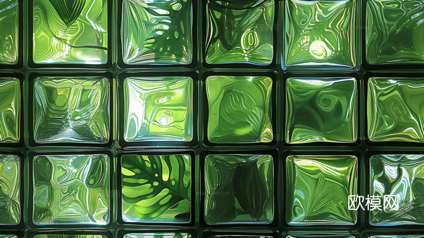 夹丝磨砂玻璃幕墙植物隔断下载（渲染图5）