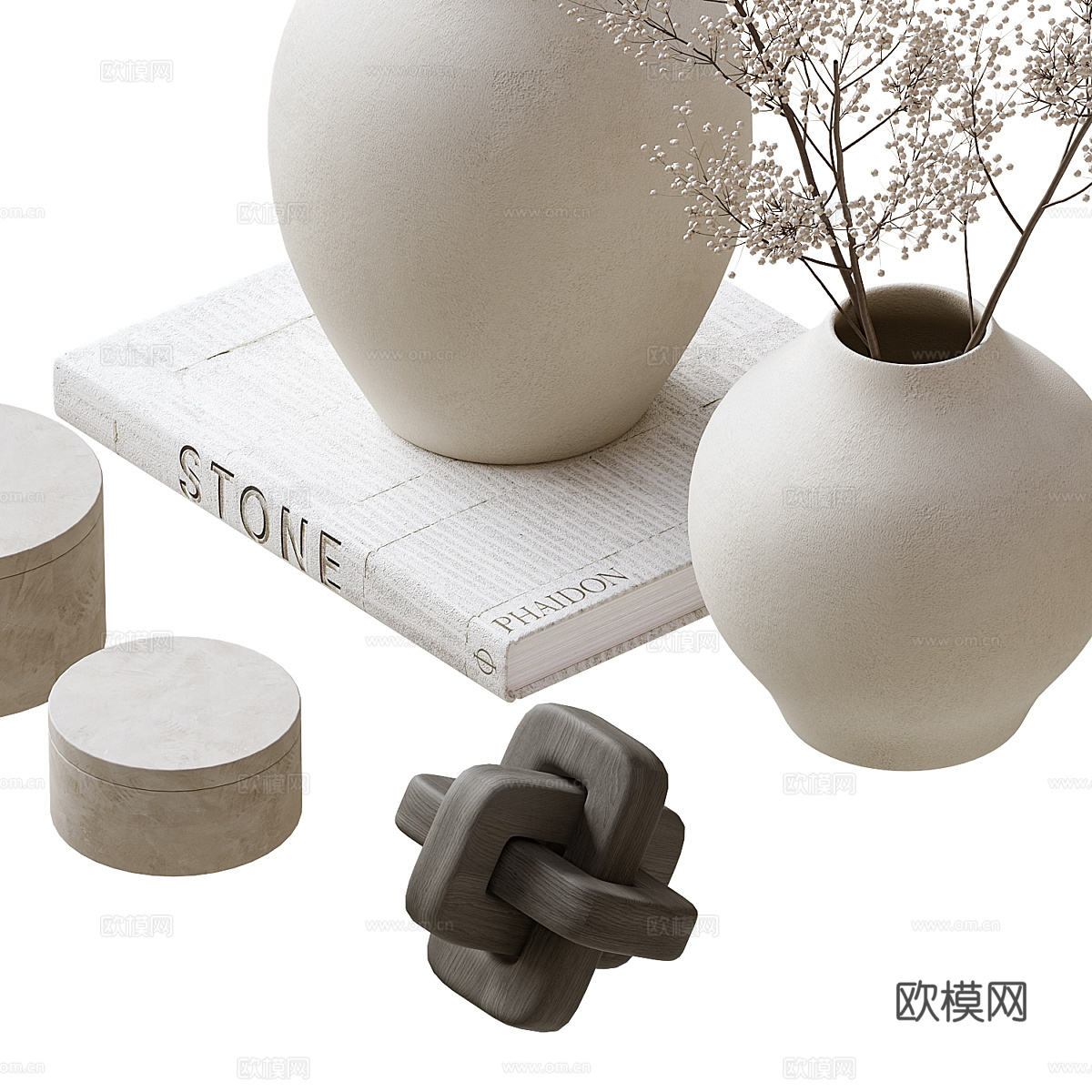 新中式侘寂花瓶花艺3d模型