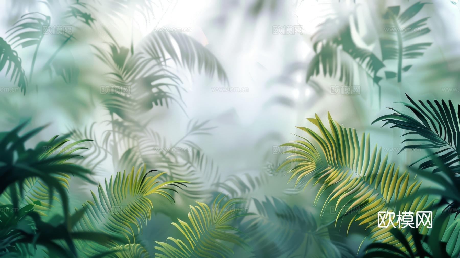 夹丝磨砂玻璃幕墙植物隔断下载（渲染图5）