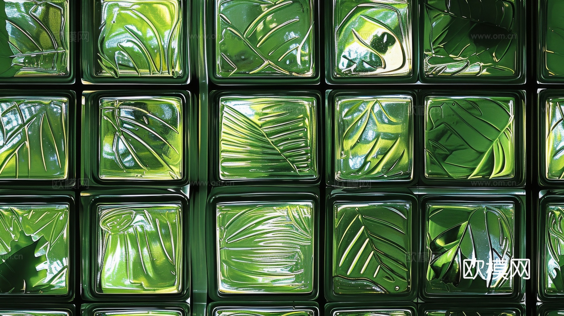 夹丝磨砂玻璃幕墙植物隔断下载（渲染图3）