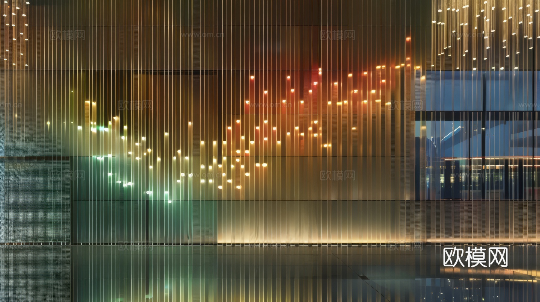 夹丝艺术玻璃幕墙隔断下载（渲染图5）