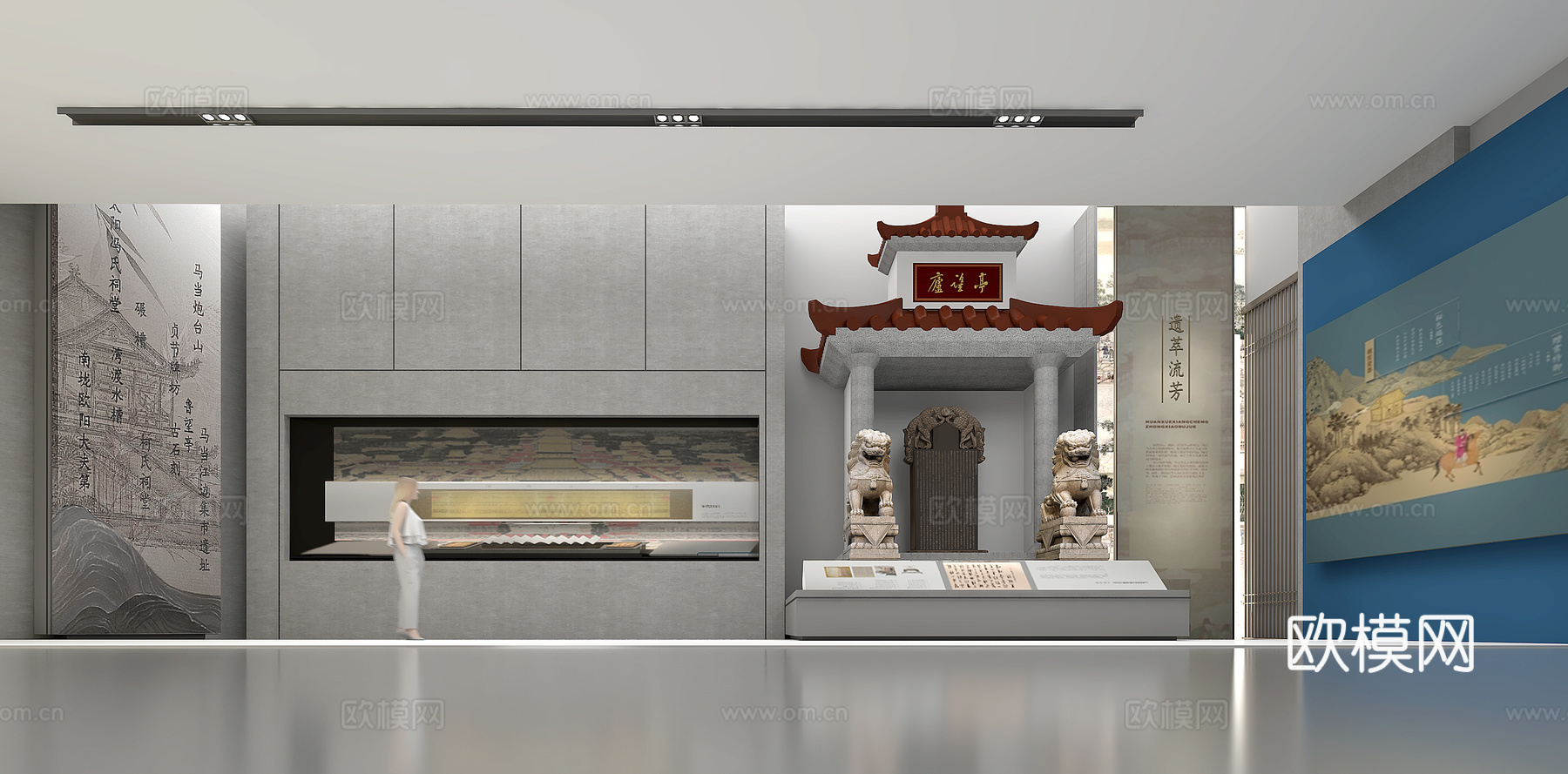 新中式民俗文化展厅su模型