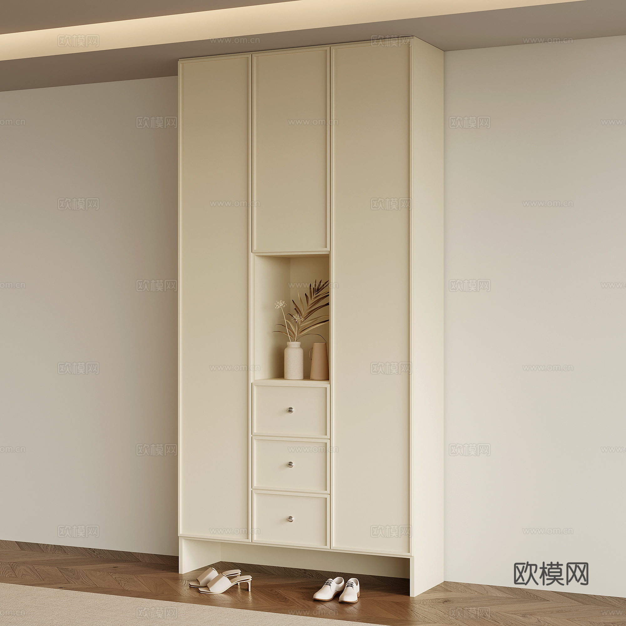 鞋柜 法式中古风鞋柜 玄关柜su模型