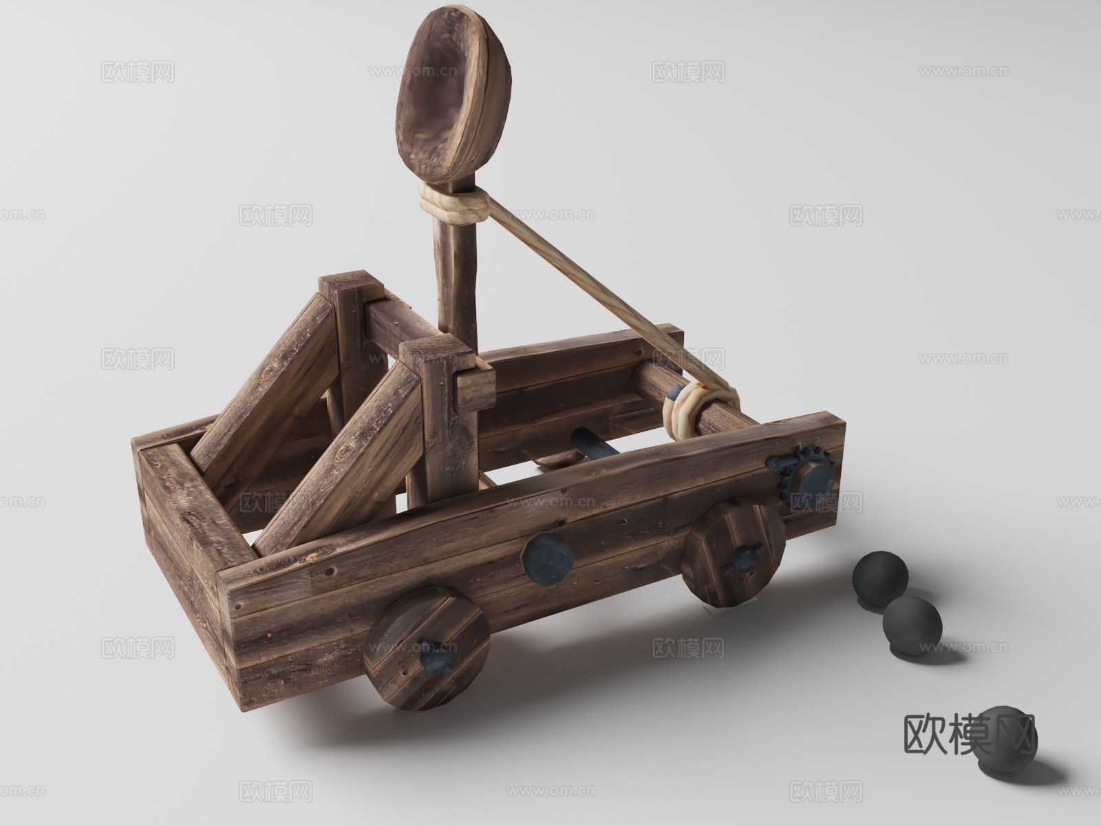 现代 攻城车 古代攻城车 弹射器动画3d模型