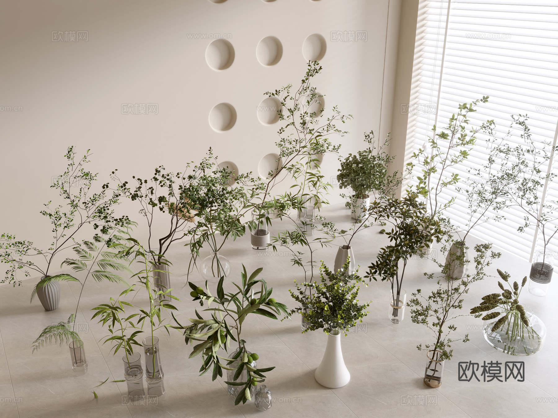 现代桌面绿植 花瓶 盆栽 植物3d模型