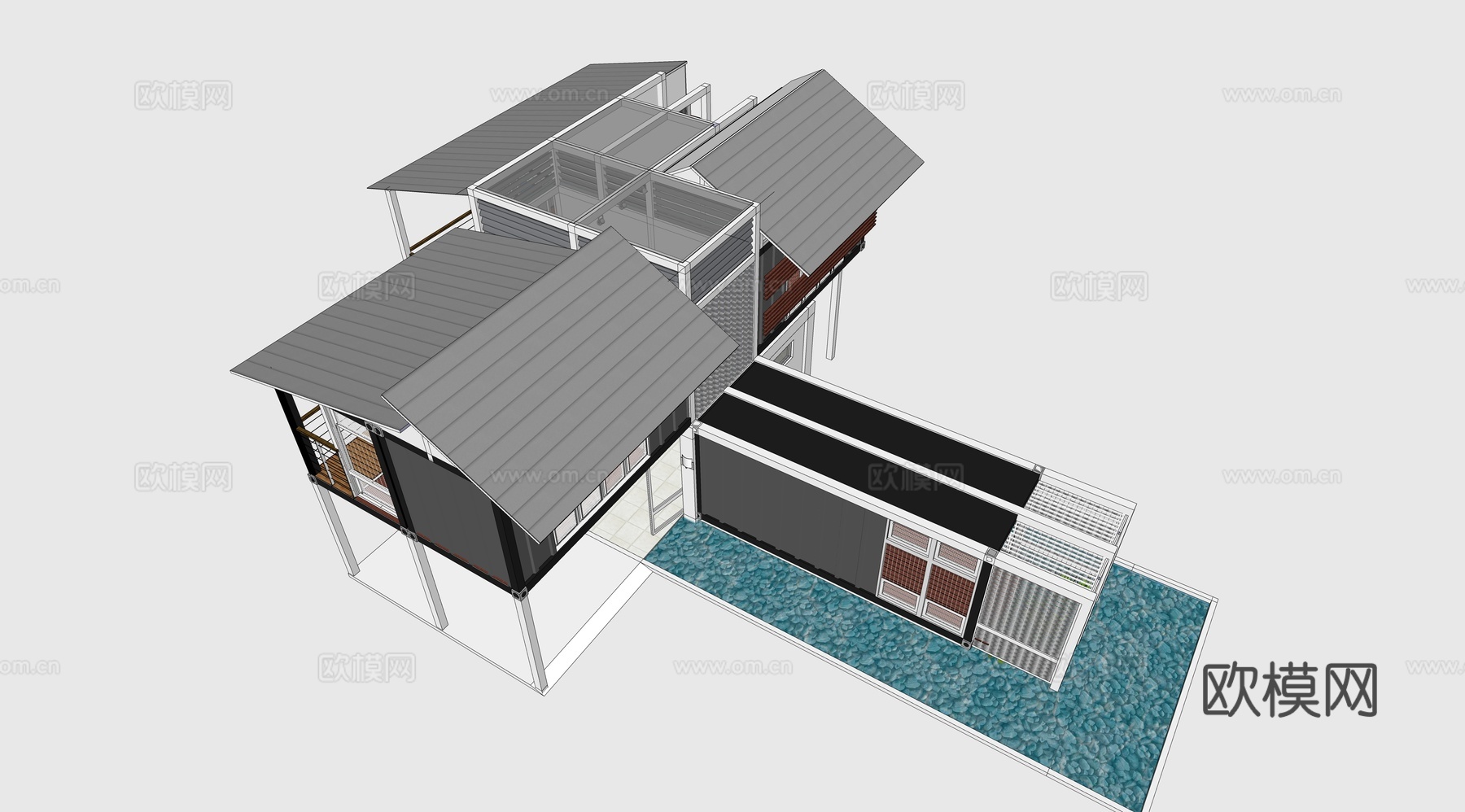 集装箱建筑 集装箱别墅 集装箱休息驿站su模型