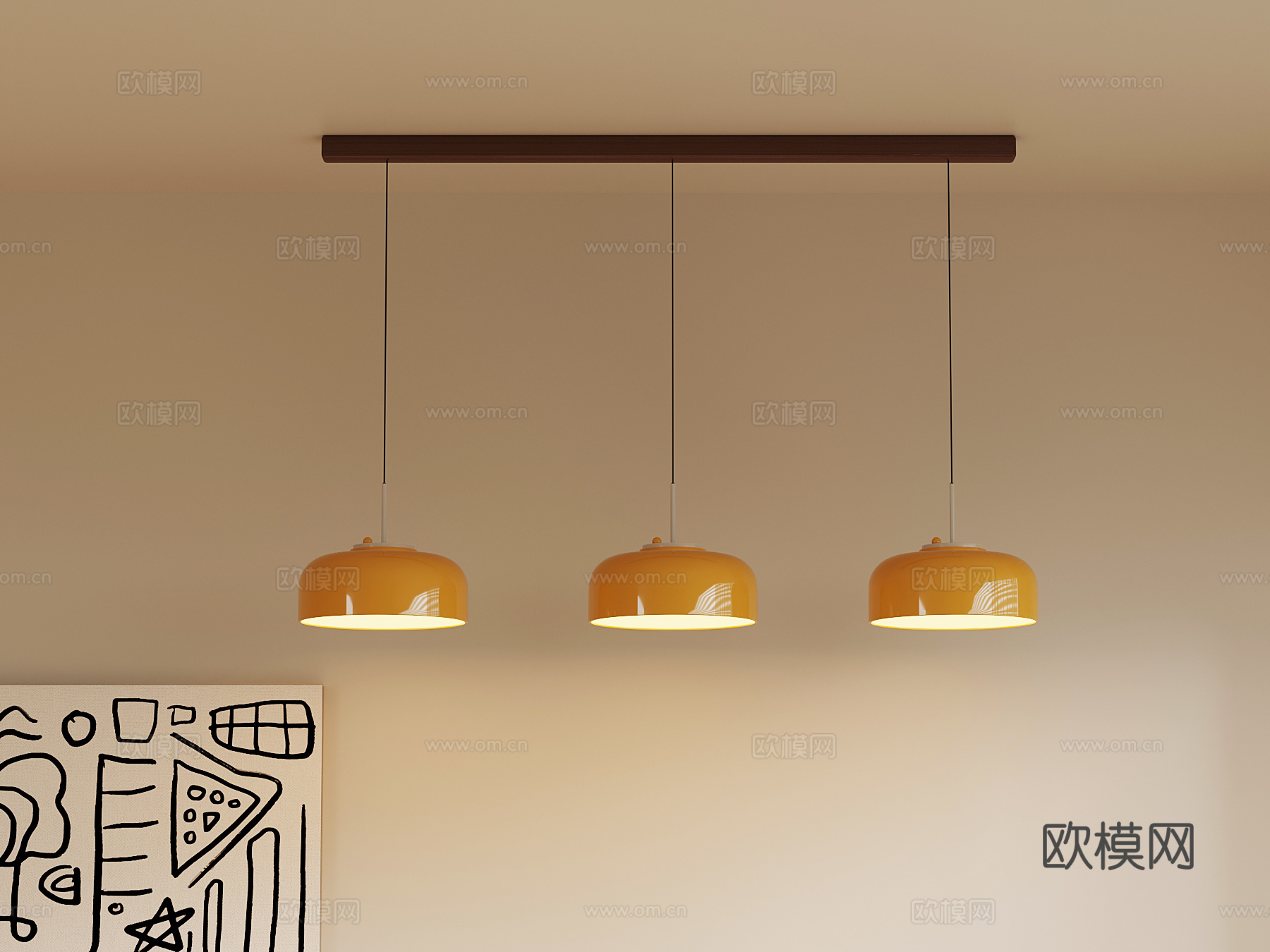 现代奶油风吊灯 多巴胺吊灯 小吊灯3d模型