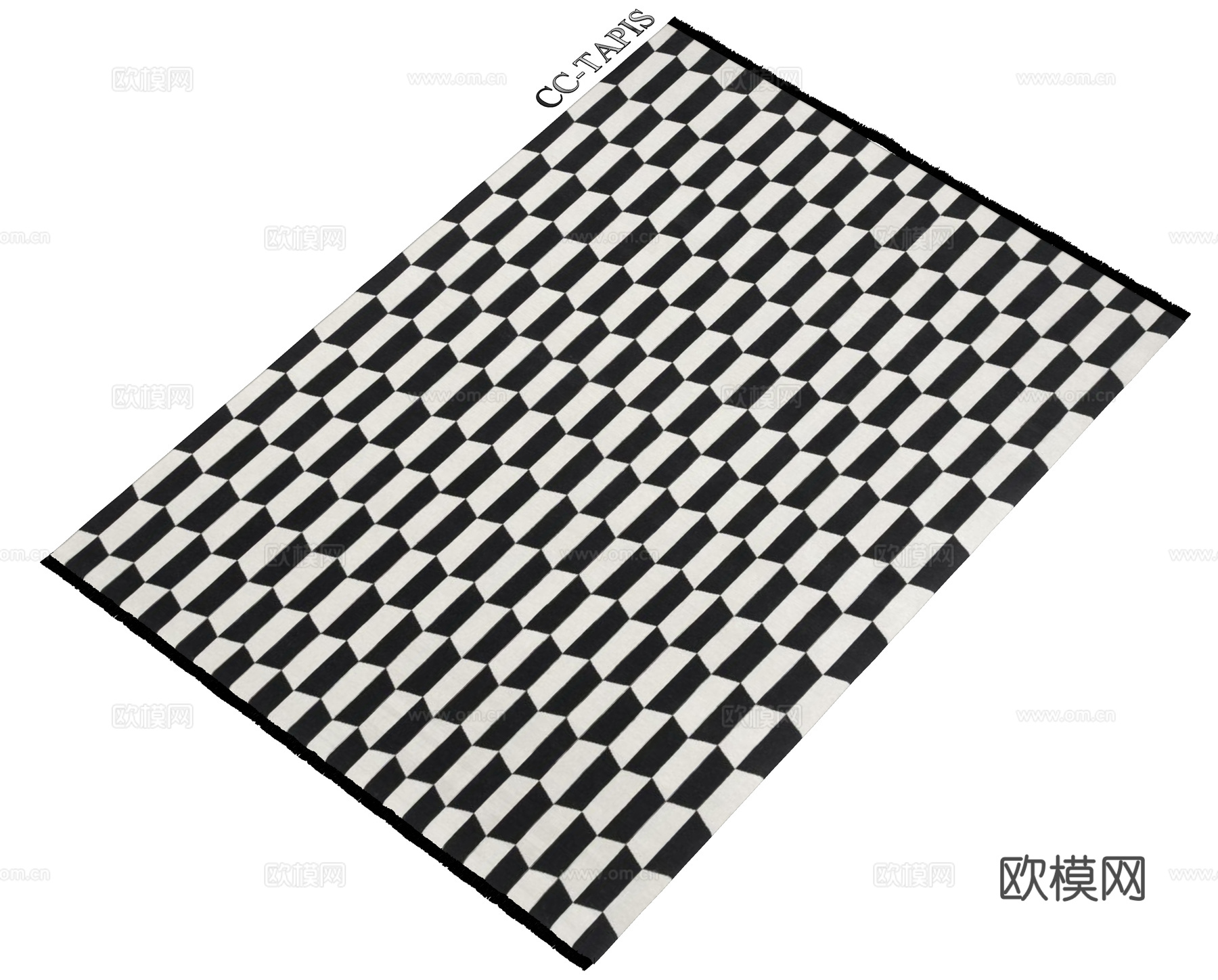 CC-TAPIS 棋盘格地毯 法式地毯 客厅地毯 布艺地毯su模型