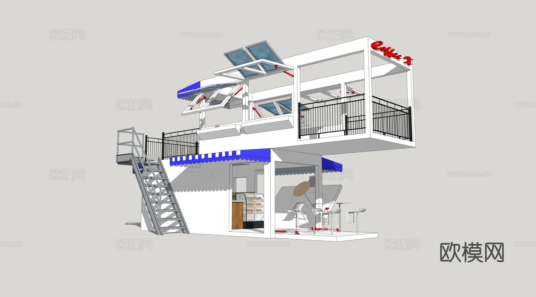 集装箱建筑 集装箱休息驿站 临时建筑su模型