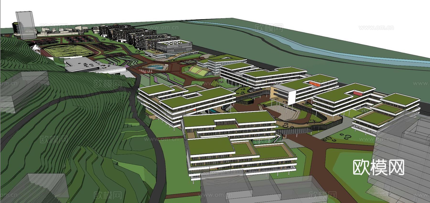 遵义医学院新校区建筑 规划 山地su模型