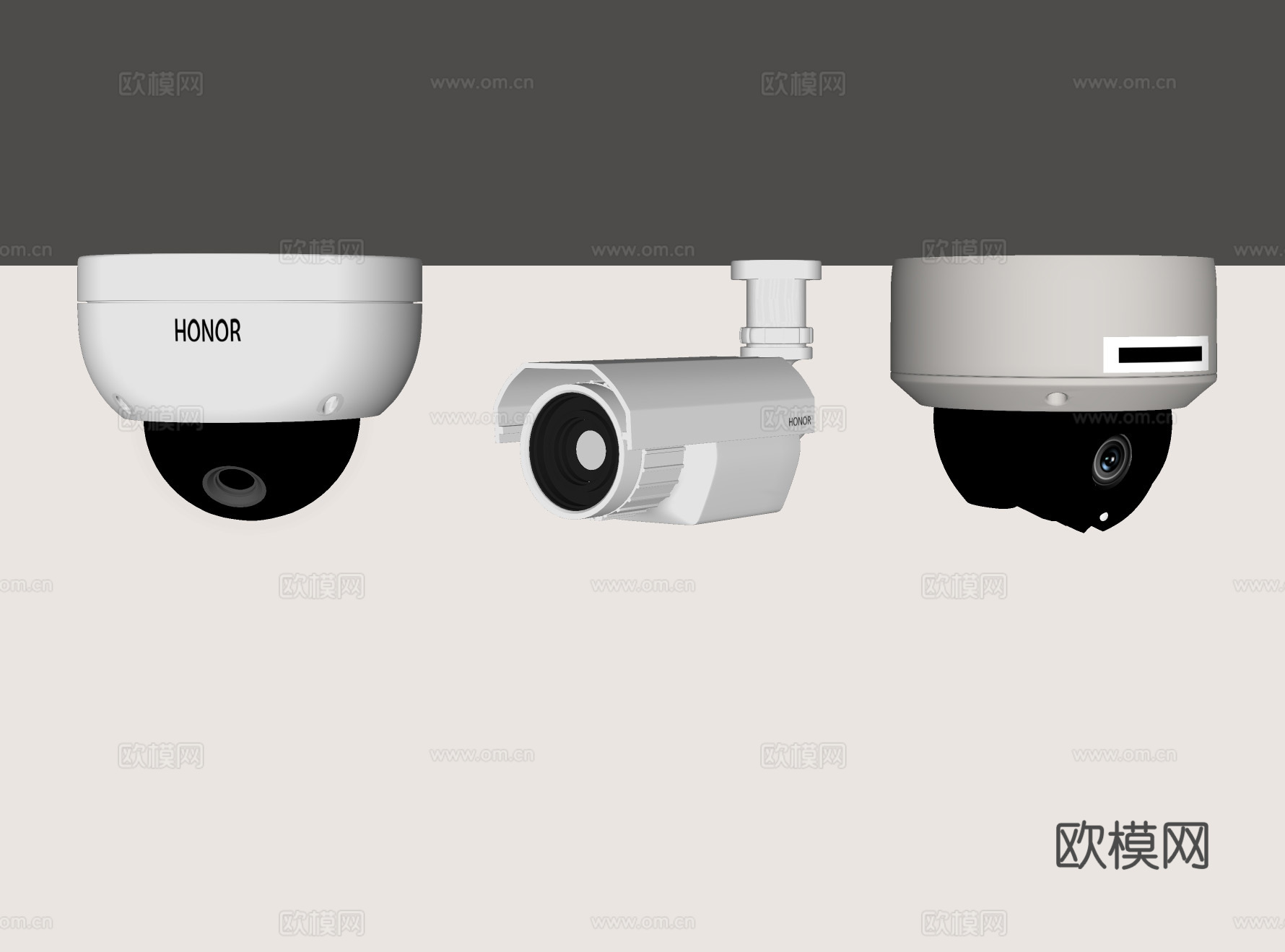智能安防监控设备 球形监控 枪型监控摄像头su模型
