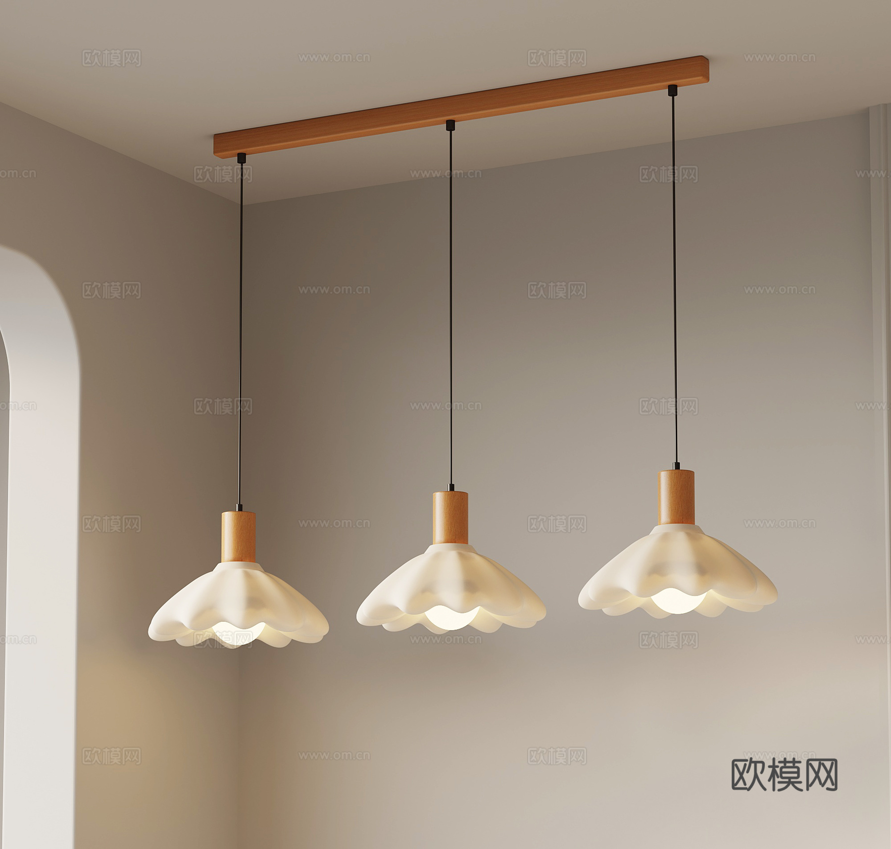 现代奶油风吊灯 餐厅吊灯3d模型