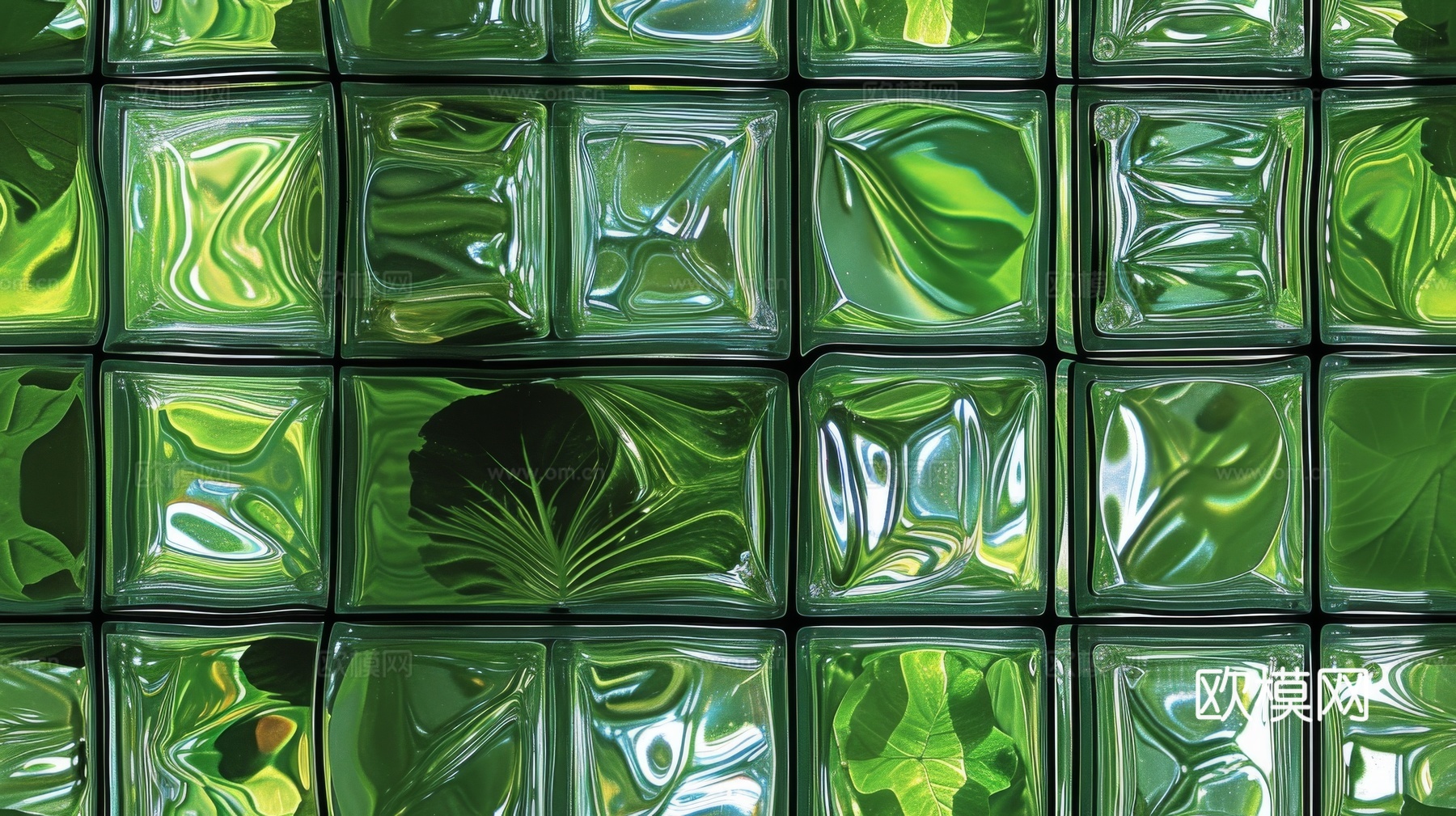 夹丝磨砂玻璃幕墙植物隔断下载（渲染图2）