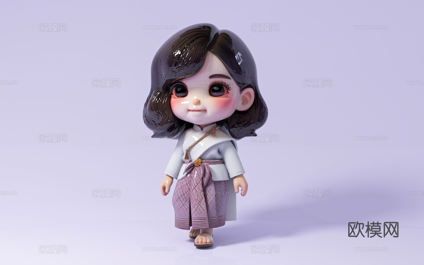 Q版女人 少妇少女 卡通人物 动漫形象 美陈装饰 手办摆件3d模型