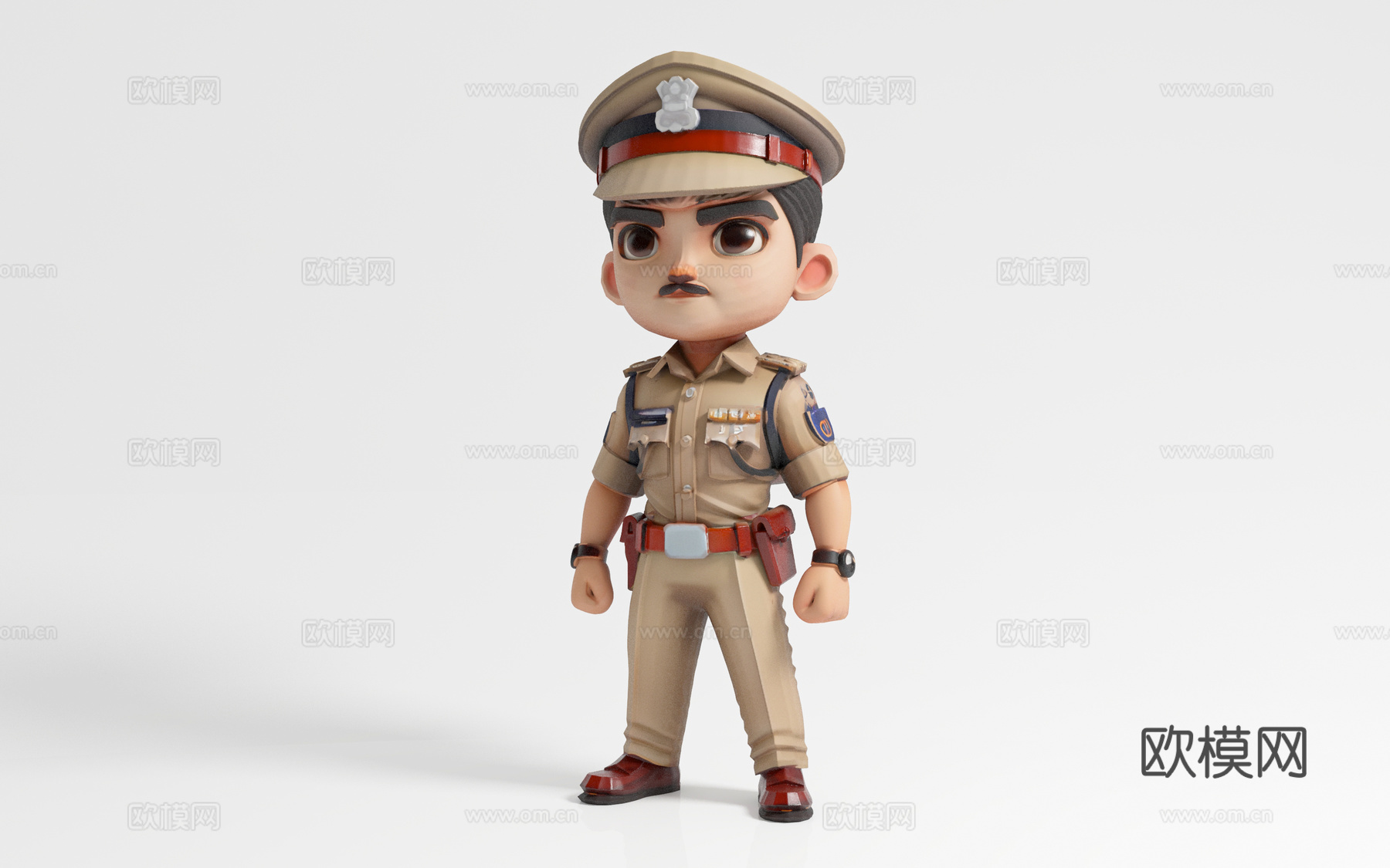 印度警察 泰国警察  缅甸警察 警官 卡通人物 Q版形象 手3d模型