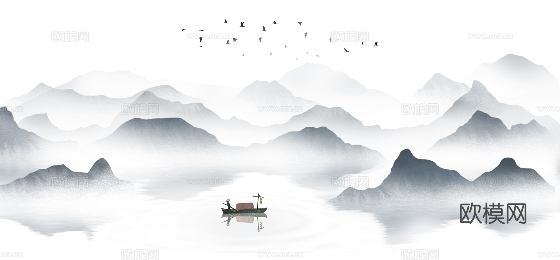 新中式水墨字画 山水装饰画