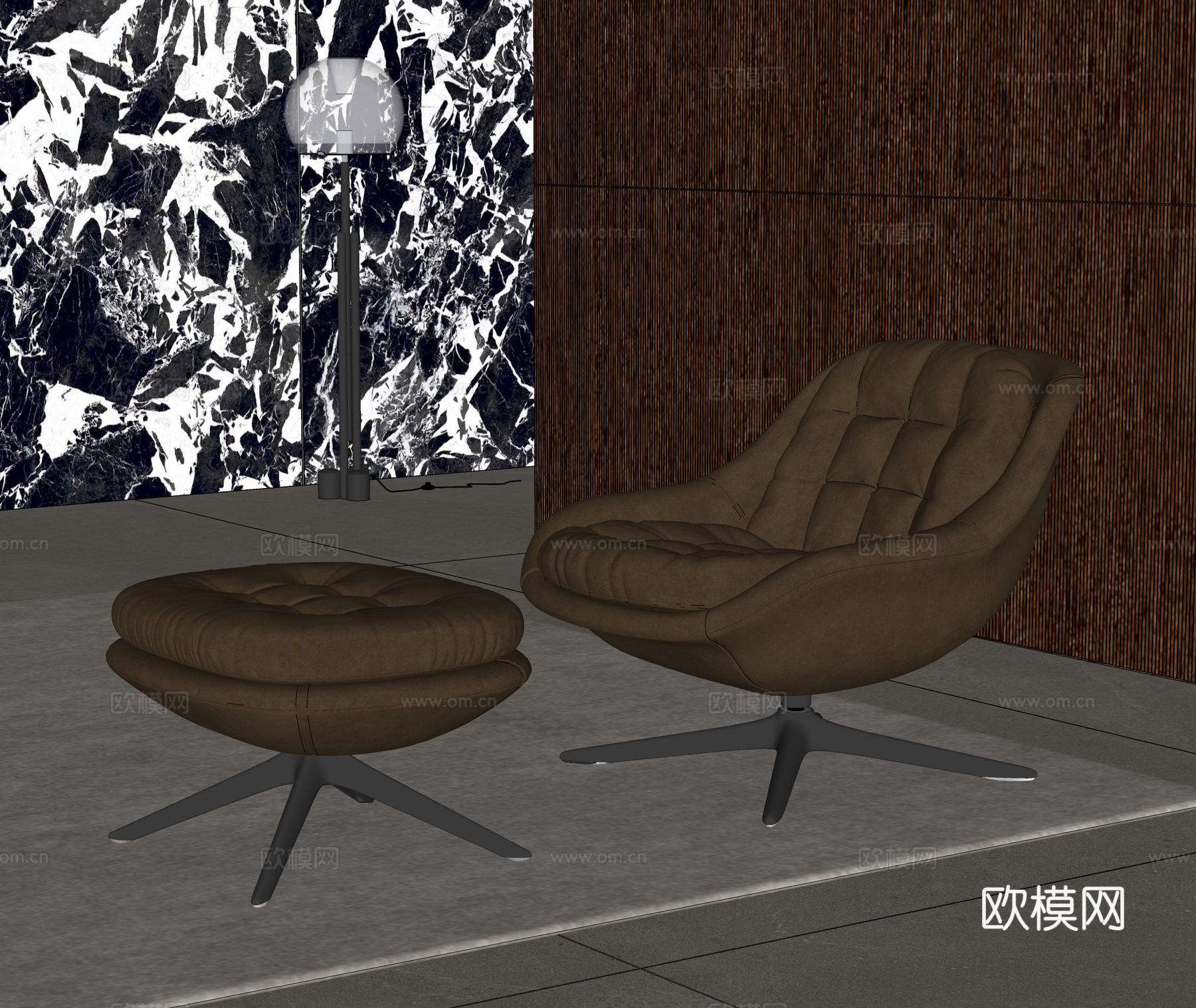 Minotti Kendall 沙发椅 单人沙发 皮革沙发椅su模型
