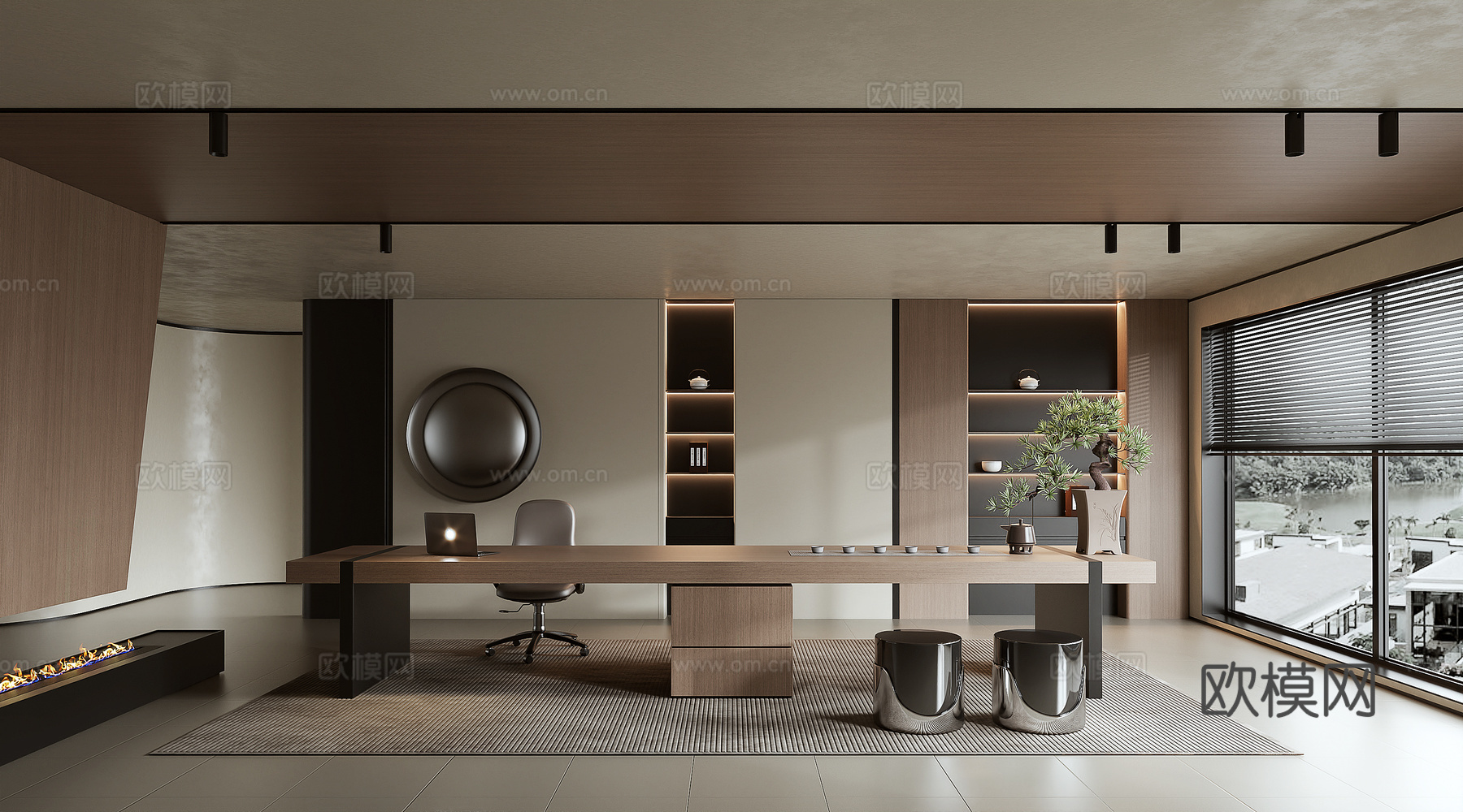 现代书房3d模型下载