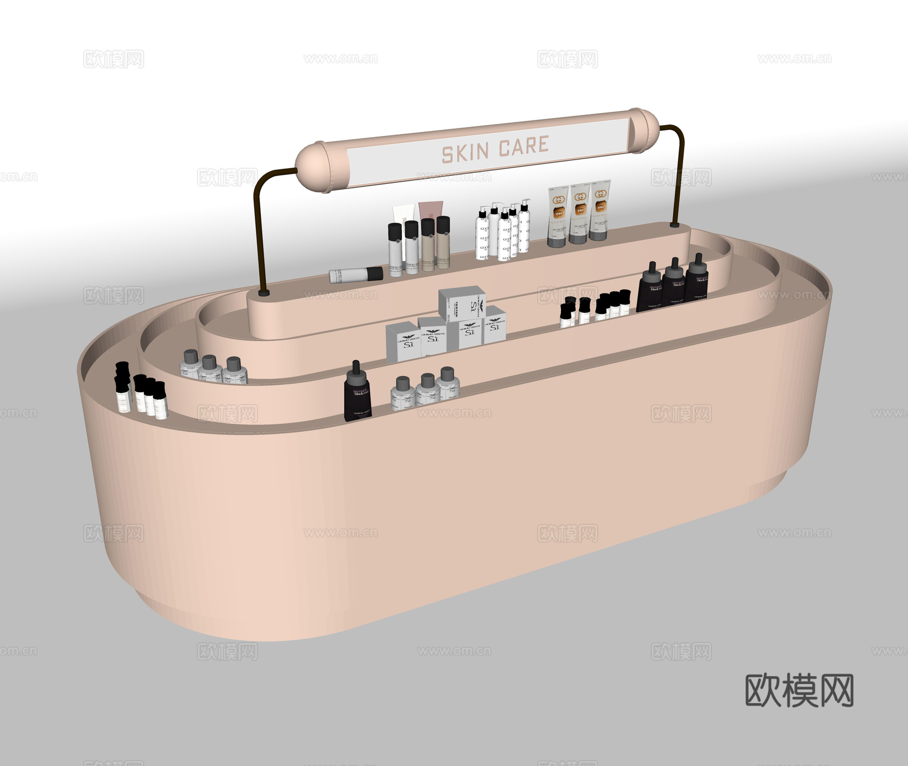 现代化妆品中岛展台su模型