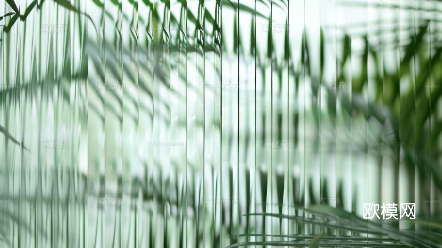 夹丝磨砂玻璃幕墙植物隔断