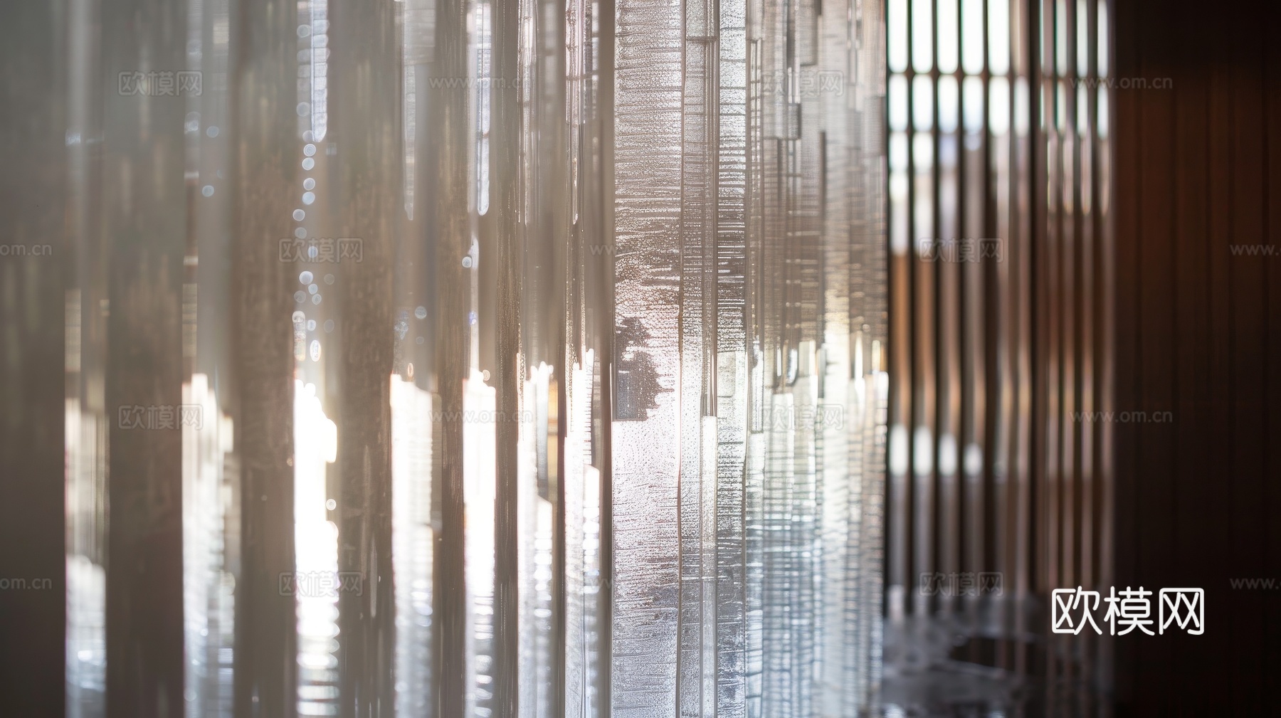 夹丝艺术玻璃幕墙隔断下载（渲染图2）