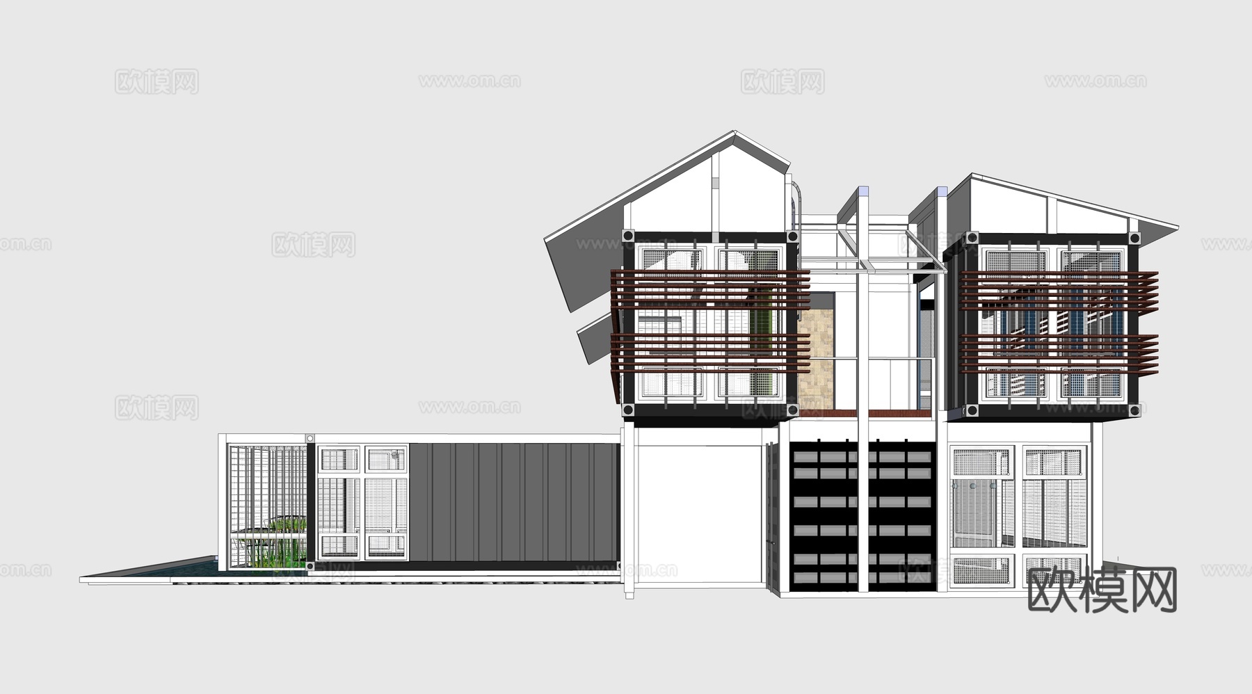 集装箱建筑 集装箱别墅 集装箱休息驿站su模型