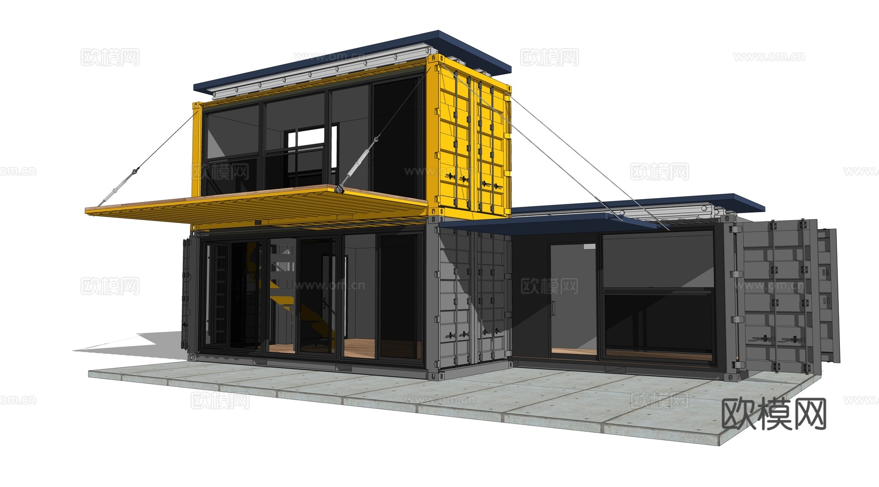集装箱建筑 集装箱休息驿站 临时建筑su模型