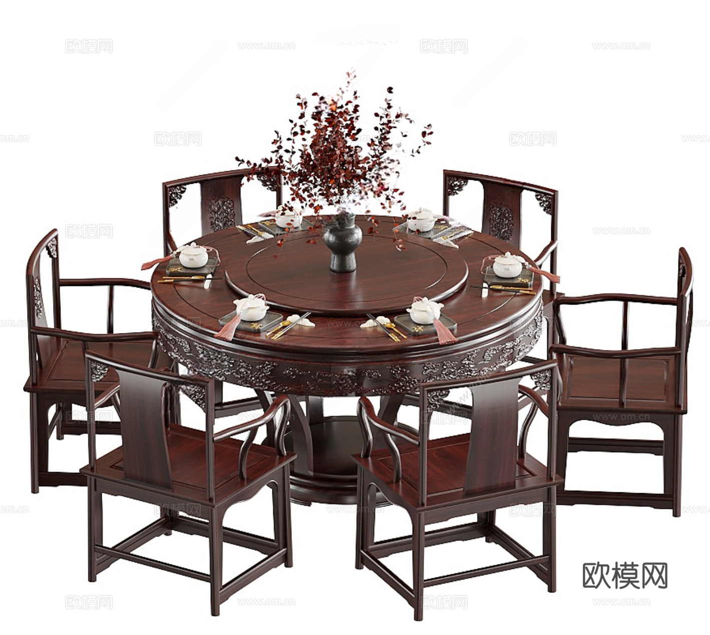 新中式餐桌椅3d模型