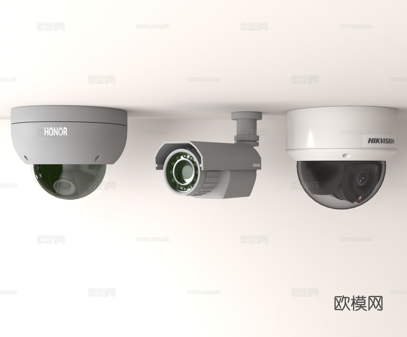 智能安防监控设备 球形监控 枪型监控摄像头3d模型