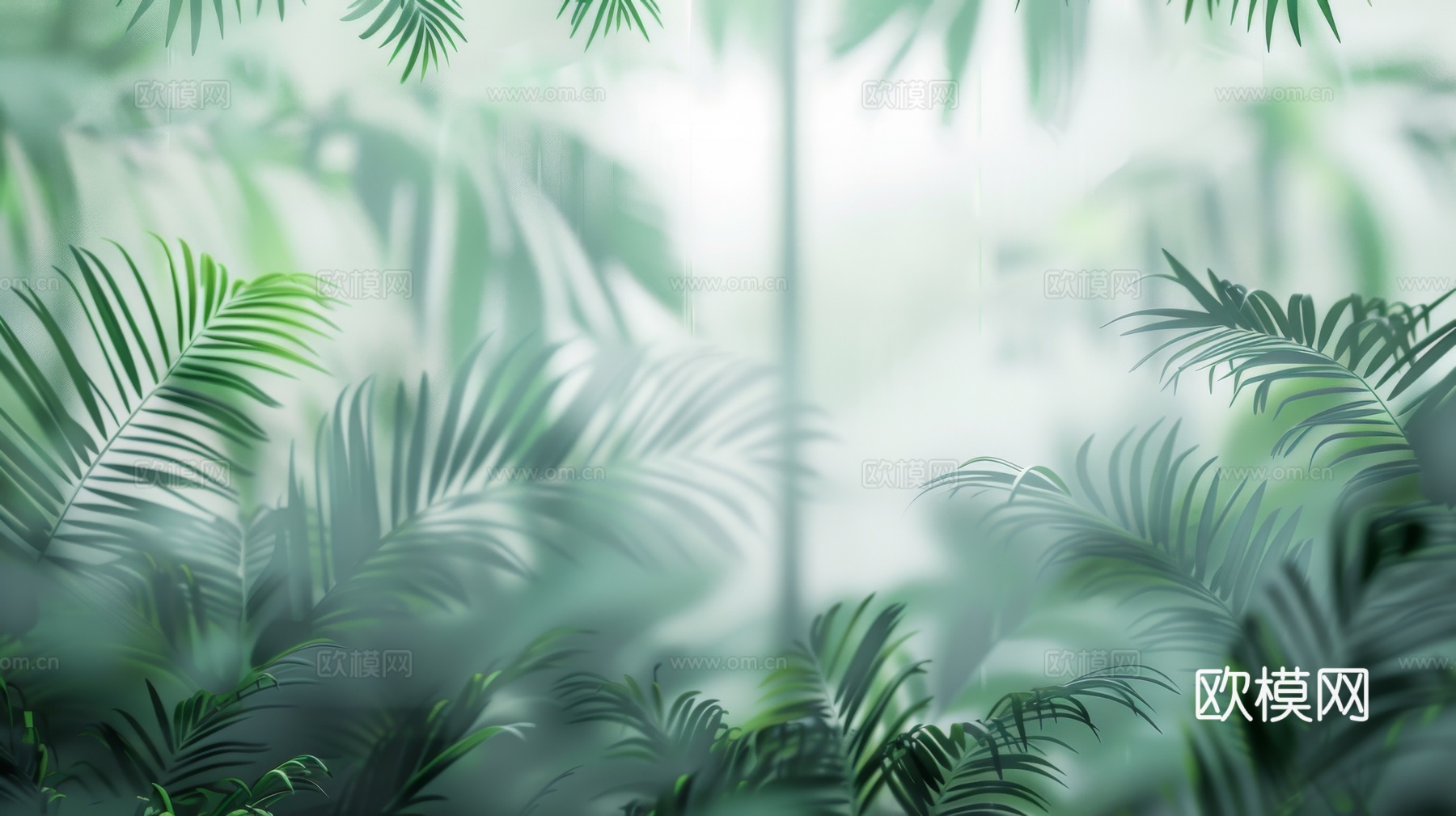 夹丝磨砂玻璃幕墙植物隔断下载（渲染图2）