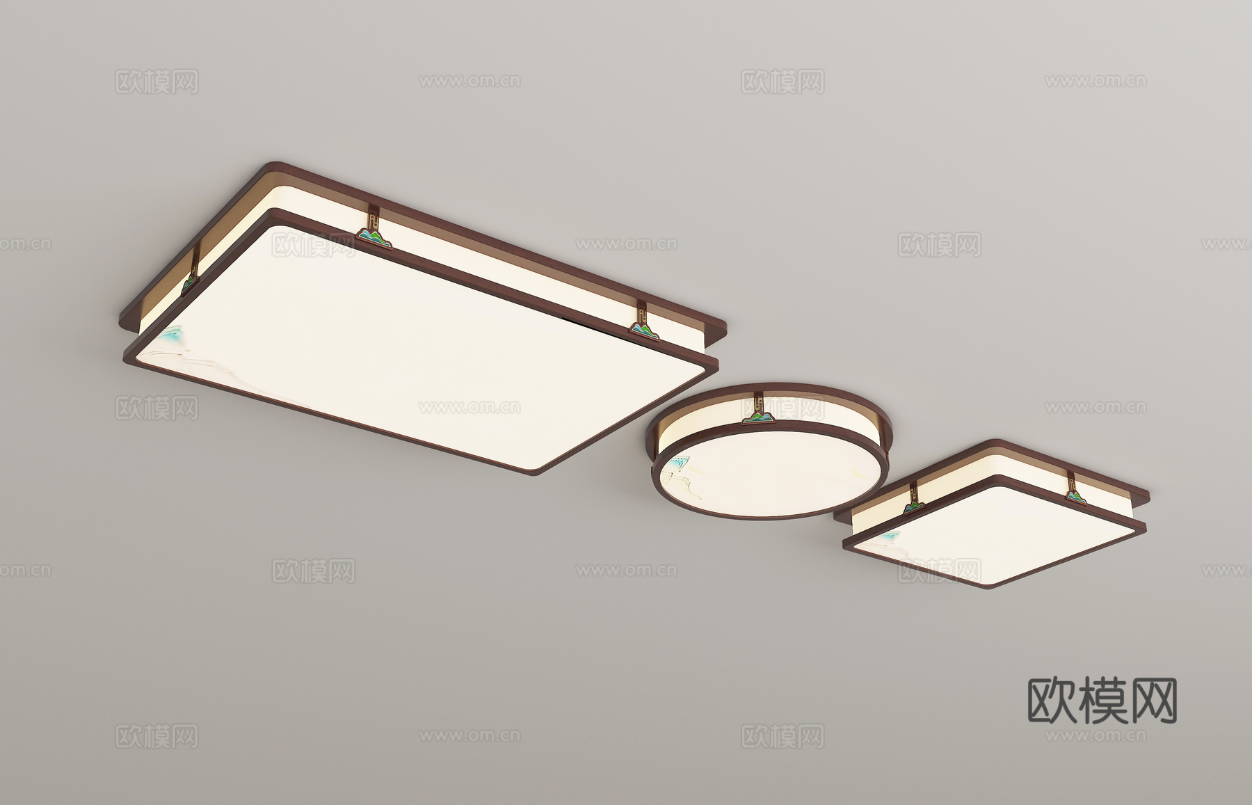 新中式吸顶灯组合3d模型