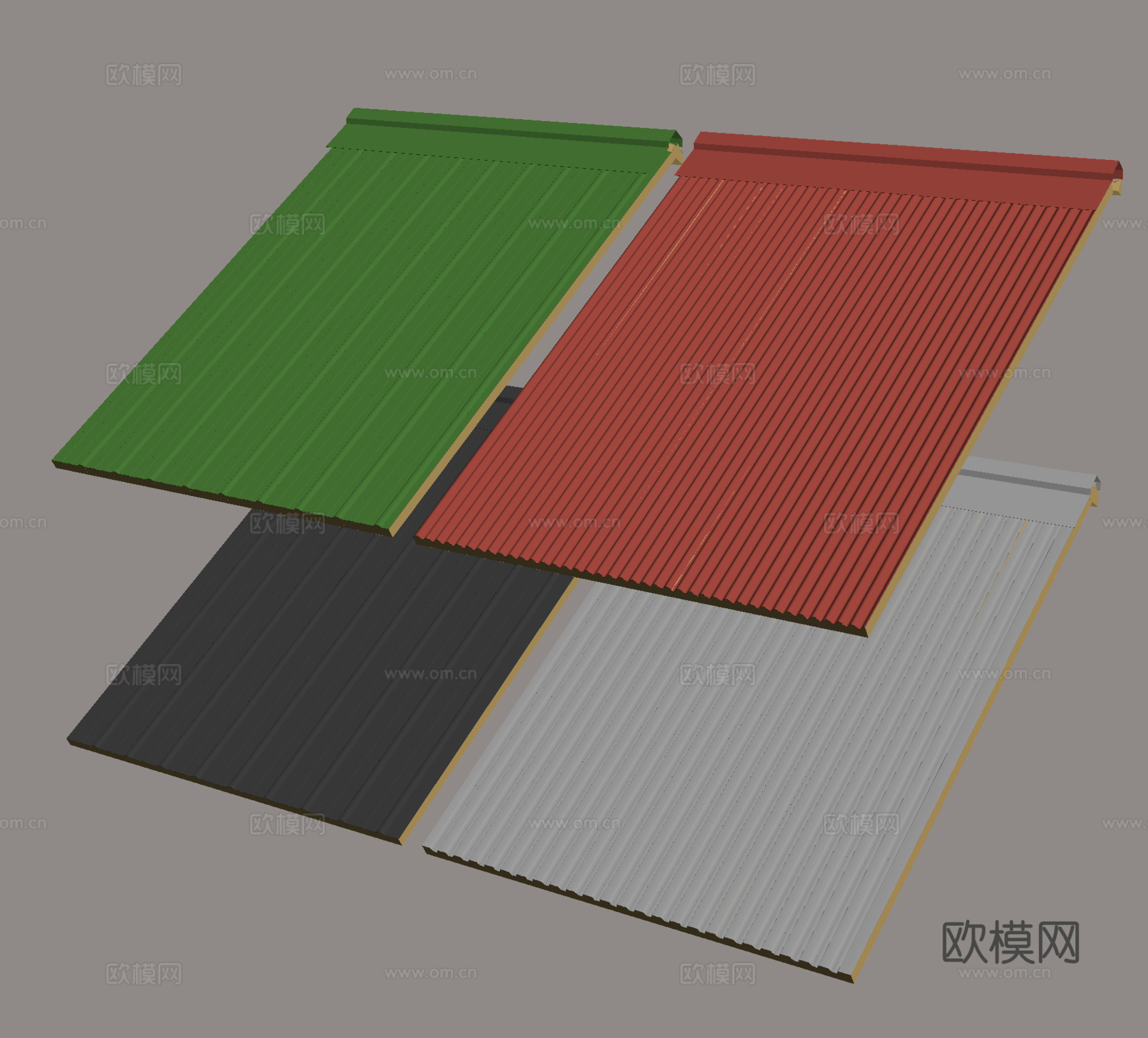 彩钢瓦 铁皮瓦 铁板瓦 波浪瓦su模型
