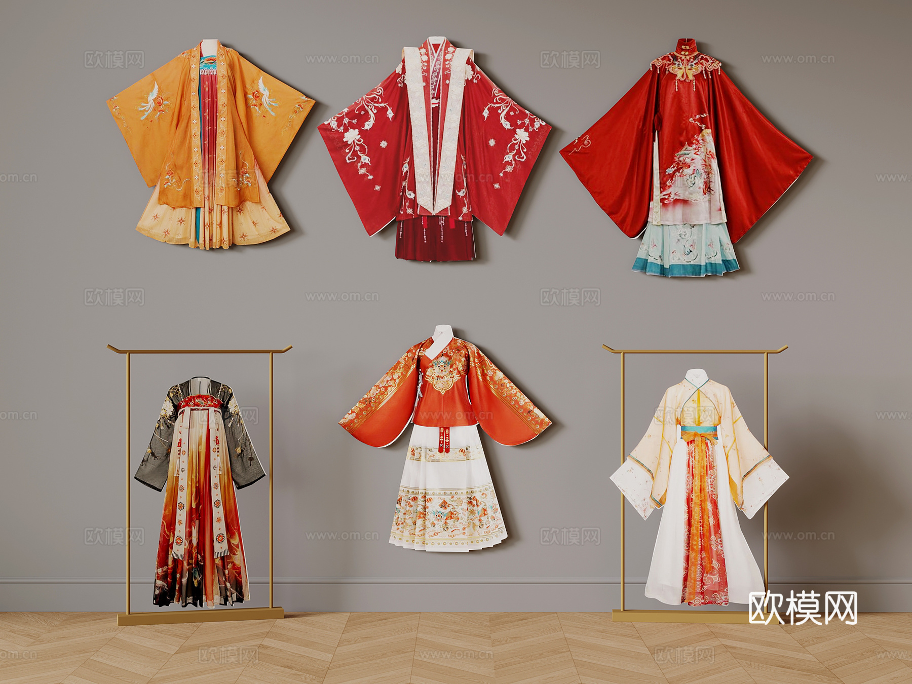 汉服 新中式汉服 服饰3d模型