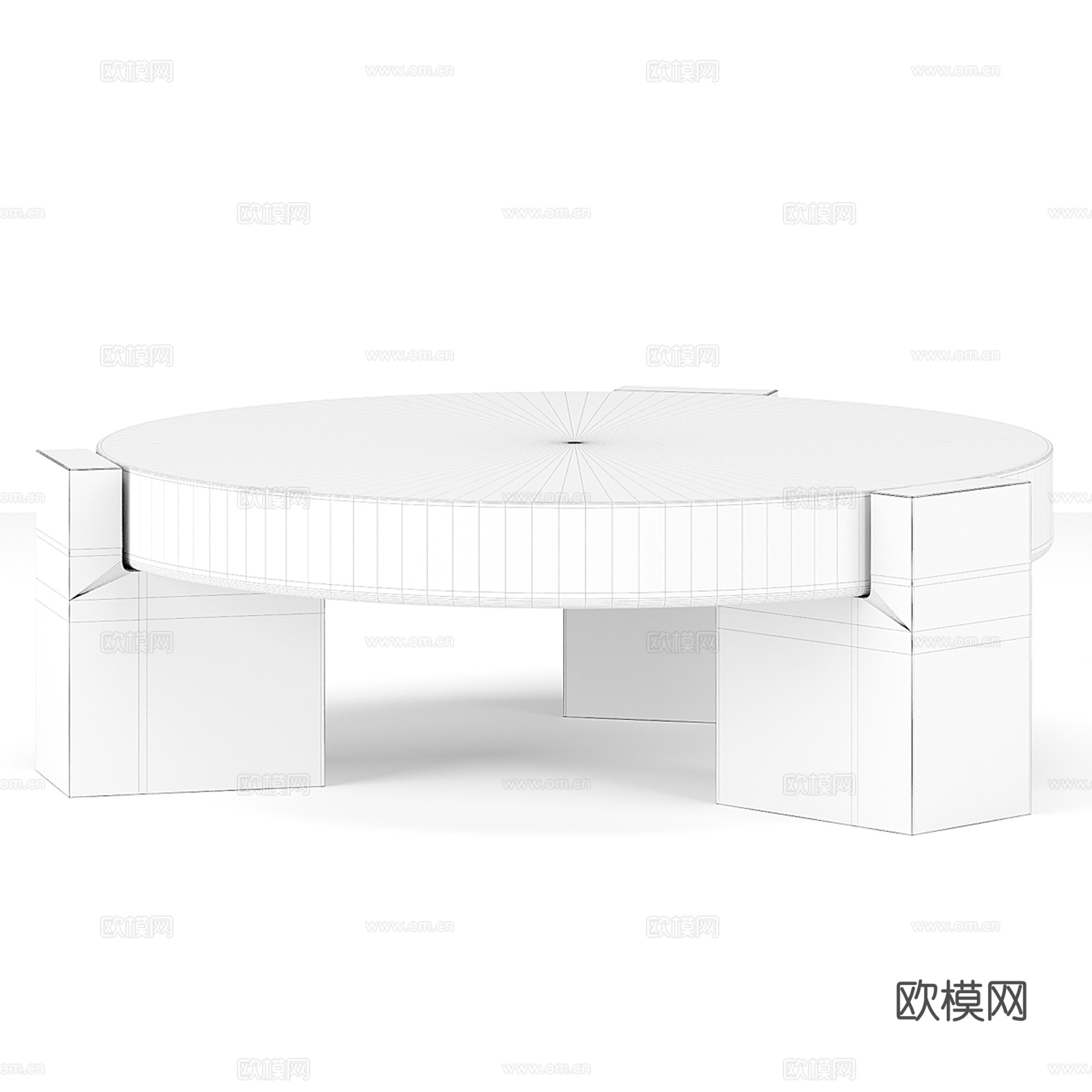 中古风圆形茶几3d模型