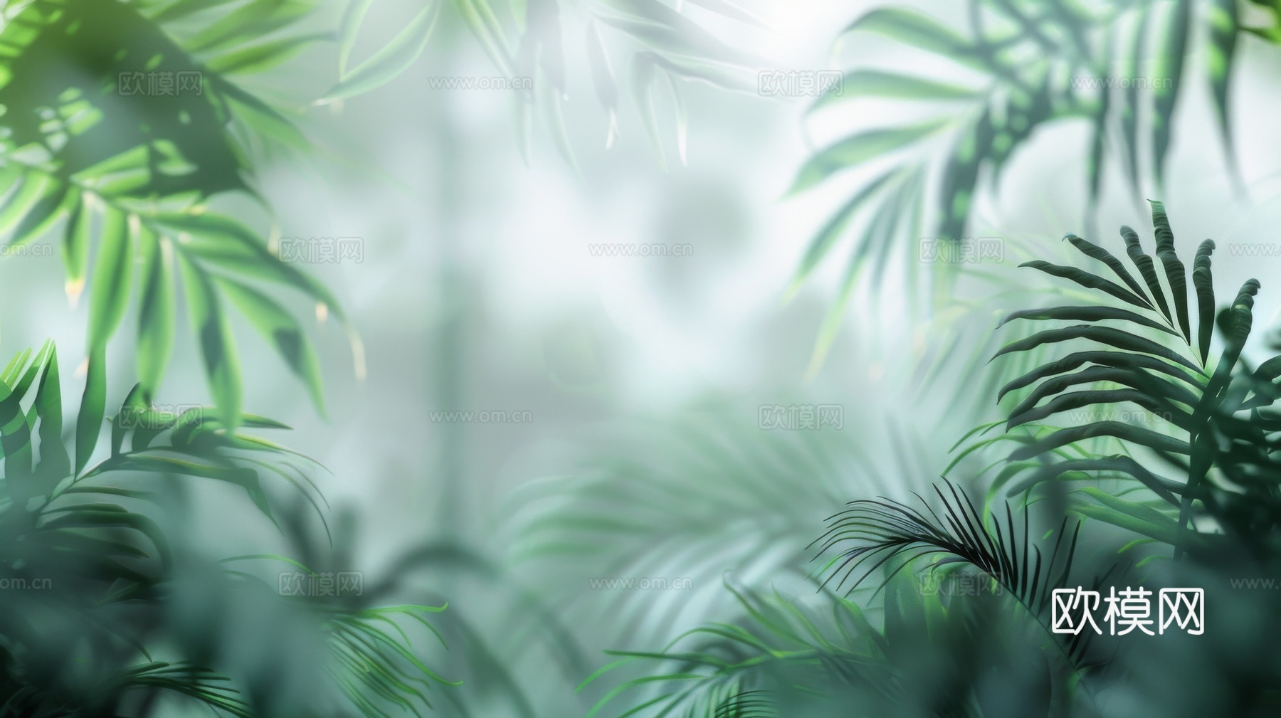 夹丝磨砂玻璃幕墙植物隔断下载（渲染图6）