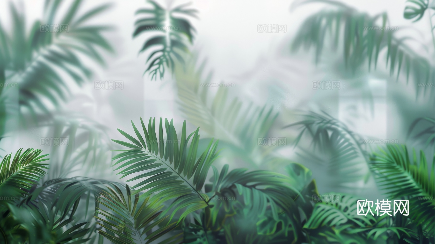 夹丝磨砂玻璃幕墙植物隔断