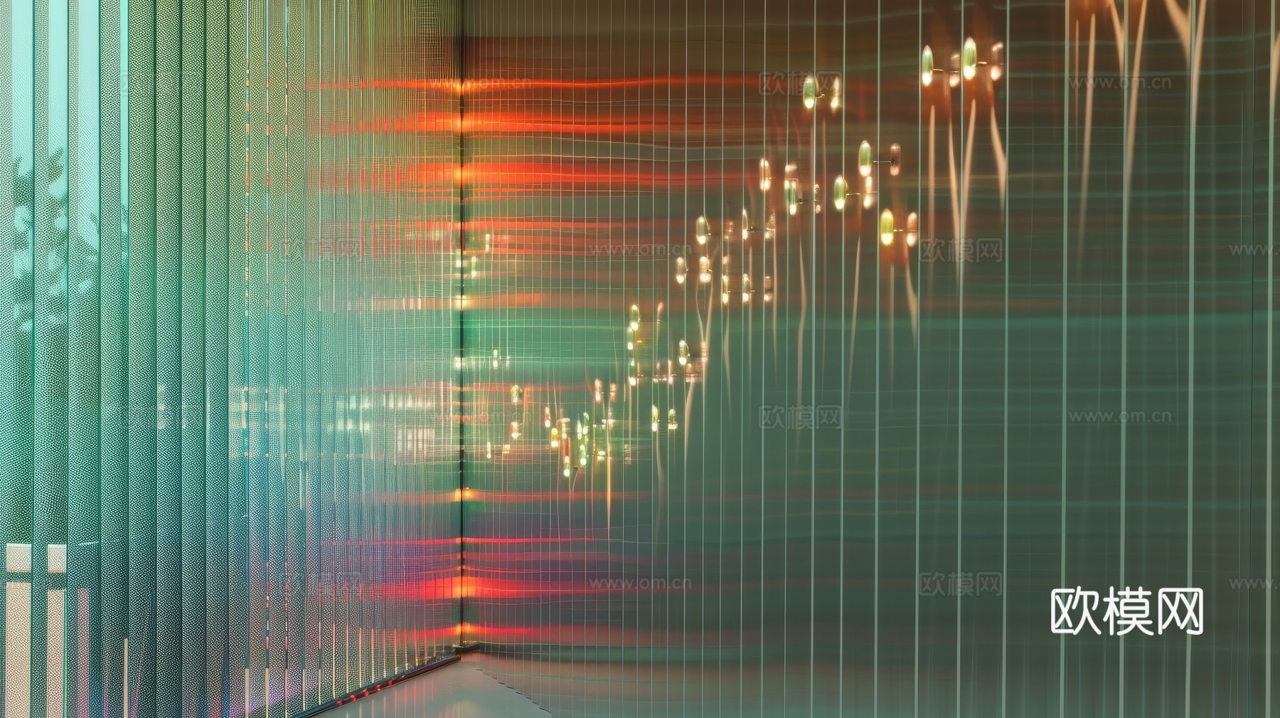 夹丝艺术玻璃幕墙隔断下载（渲染图8）
