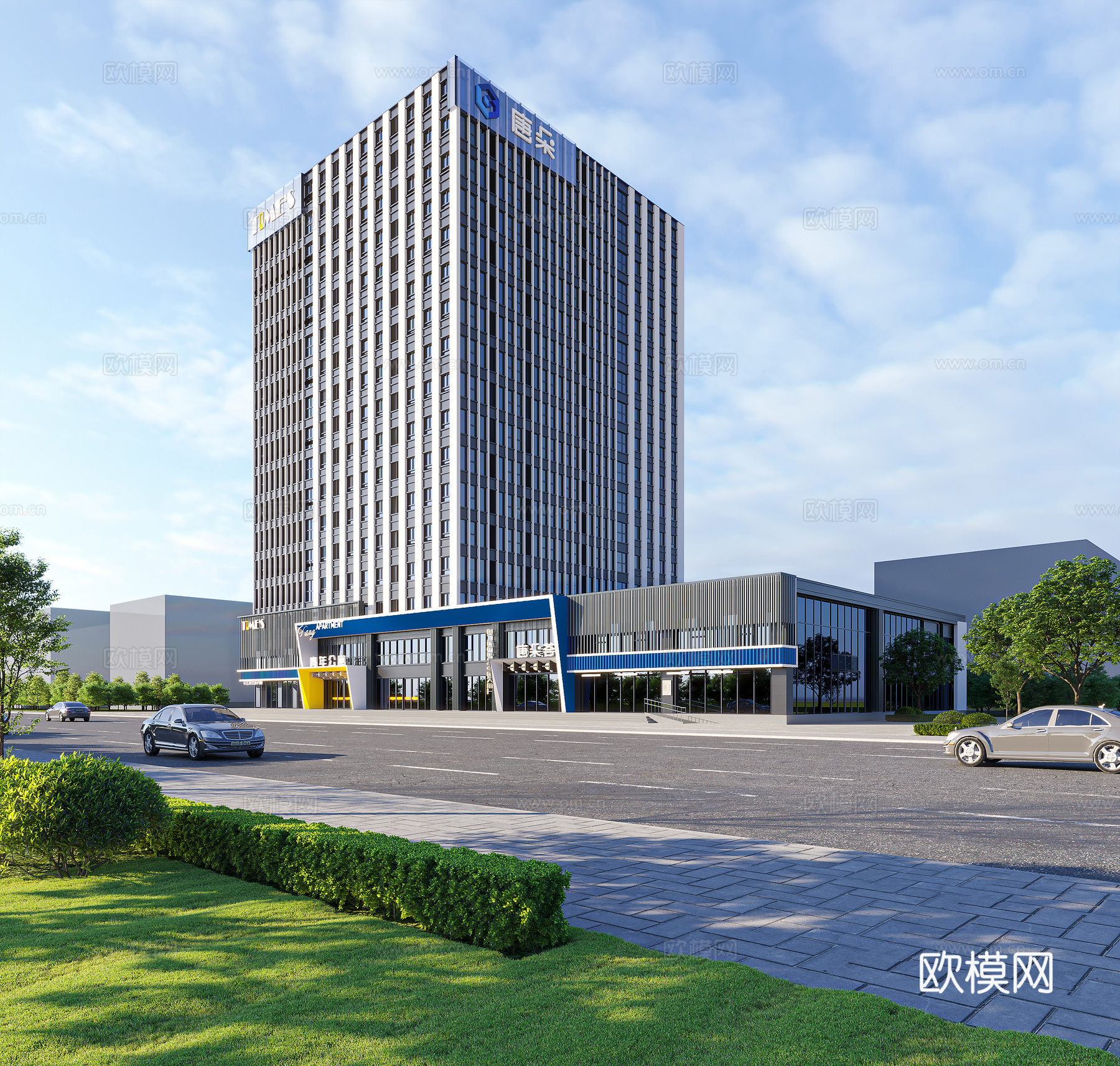 现代青年公寓楼外装3d模型