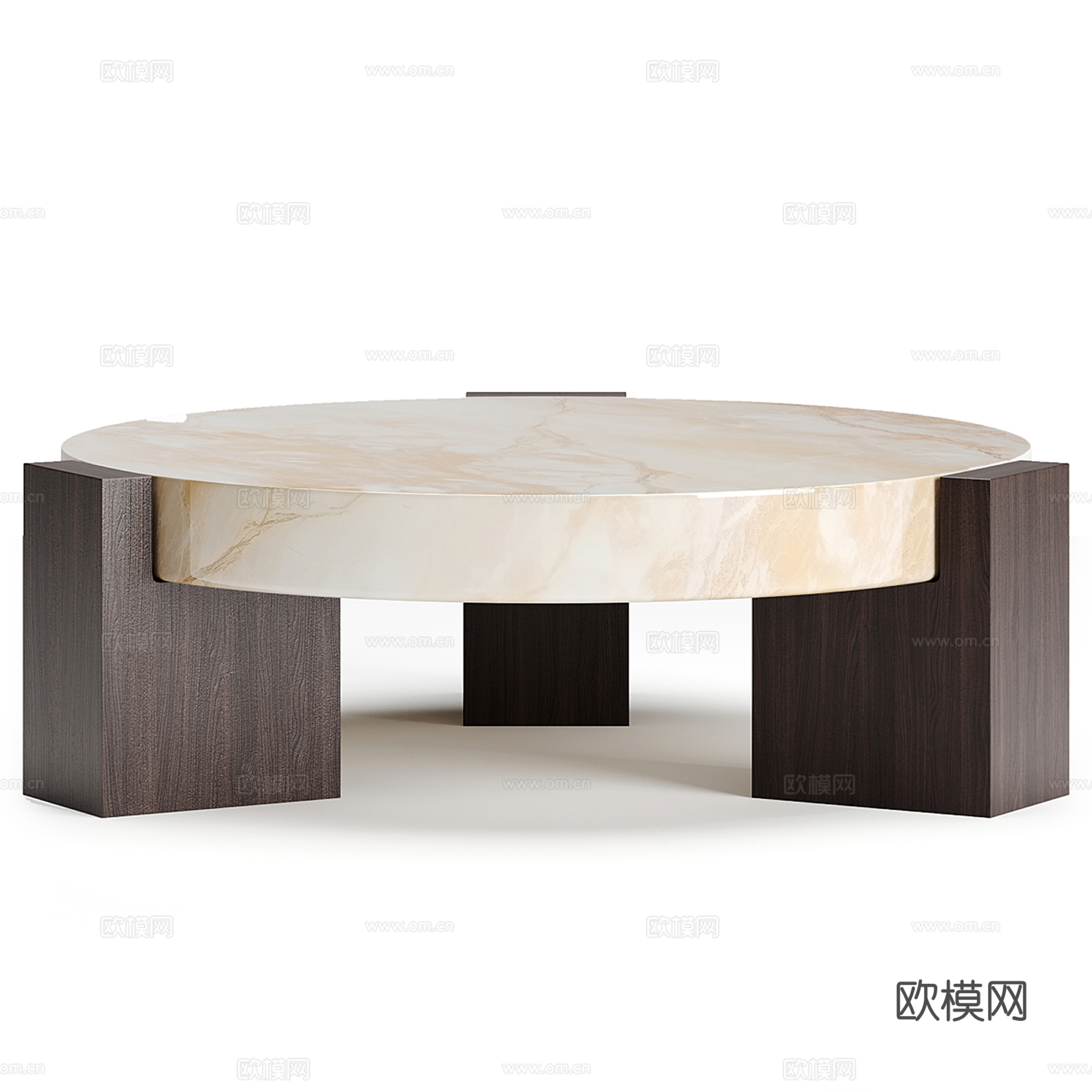 中古风圆形茶几3d模型
