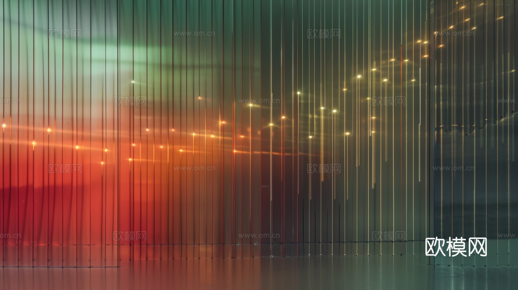 夹丝艺术玻璃幕墙隔断下载（渲染图5）